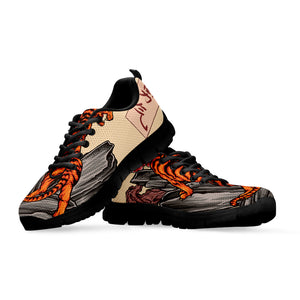 Japanese Tiger Tattoo Print Black Sneakers