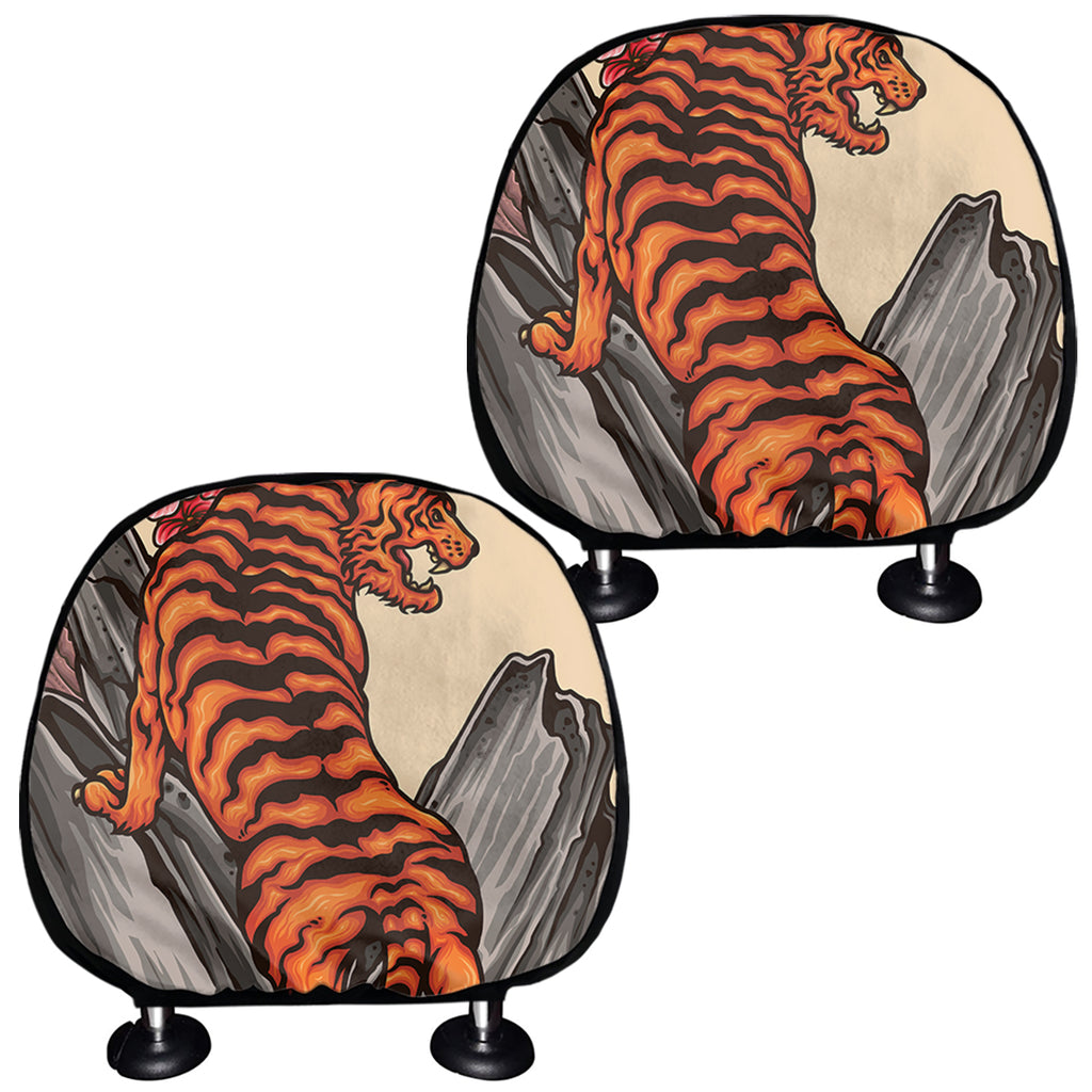 Japanese Tiger Tattoo Print Car Headrest Covers