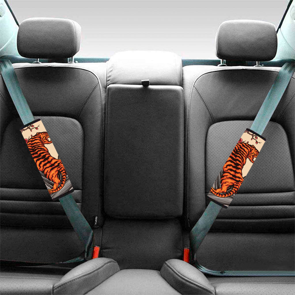 Japanese Tiger Tattoo Print Car Seat Belt Covers