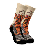 Japanese Tiger Tattoo Print Crew Socks