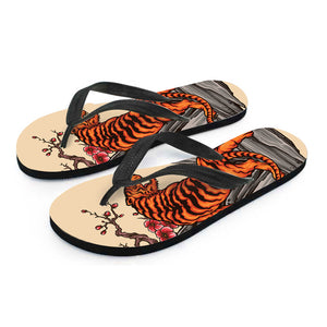 Japanese Tiger Tattoo Print Flip Flops