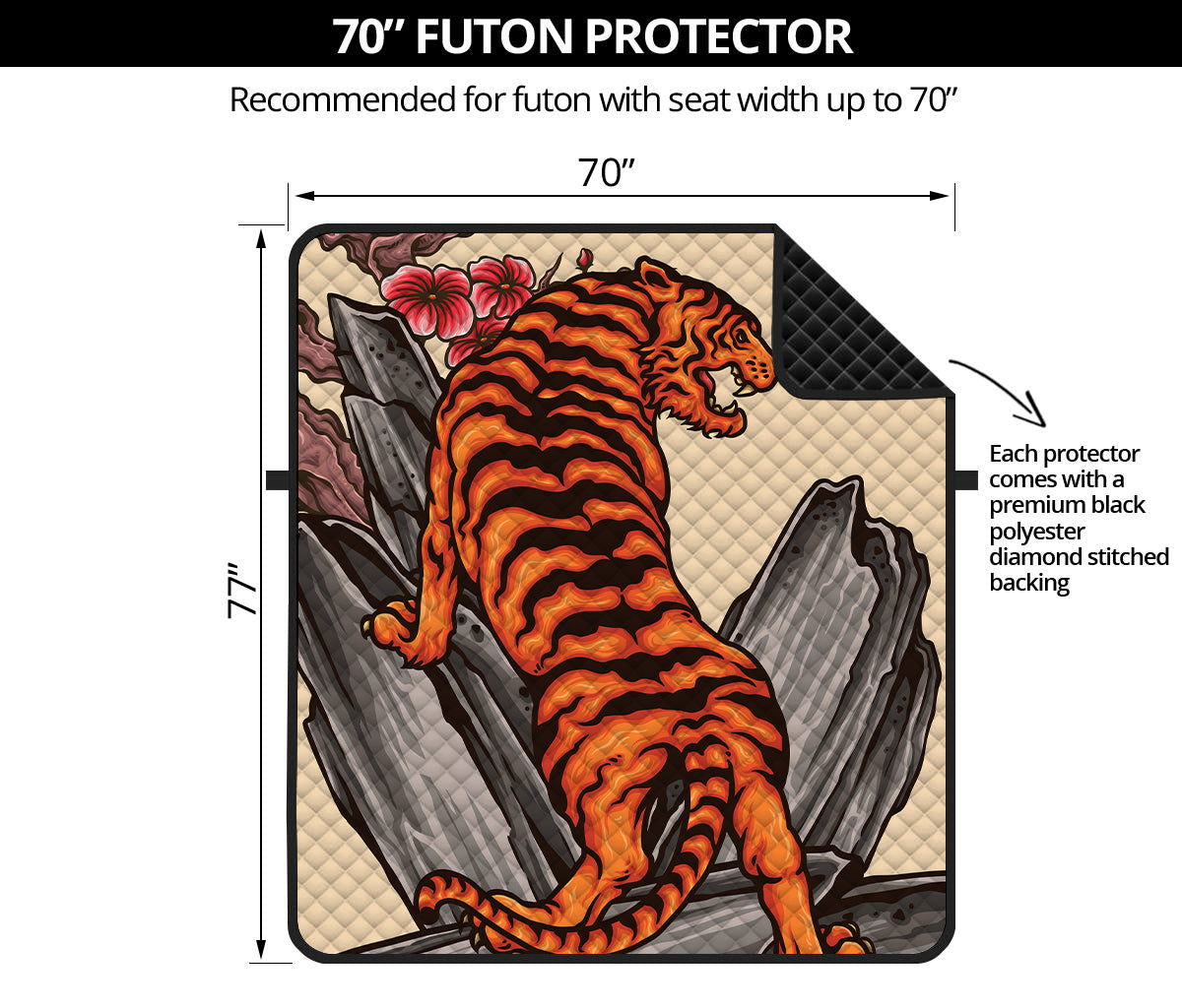 Japanese Tiger Tattoo Print Futon Protector