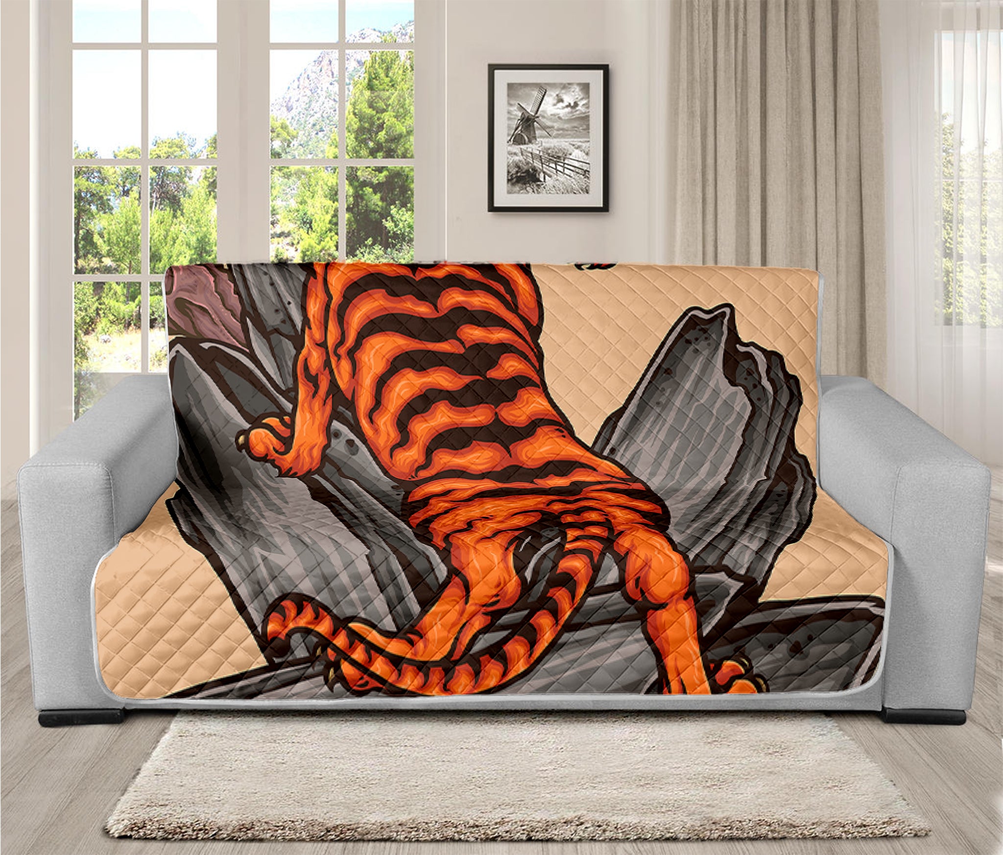 Japanese Tiger Tattoo Print Futon Protector