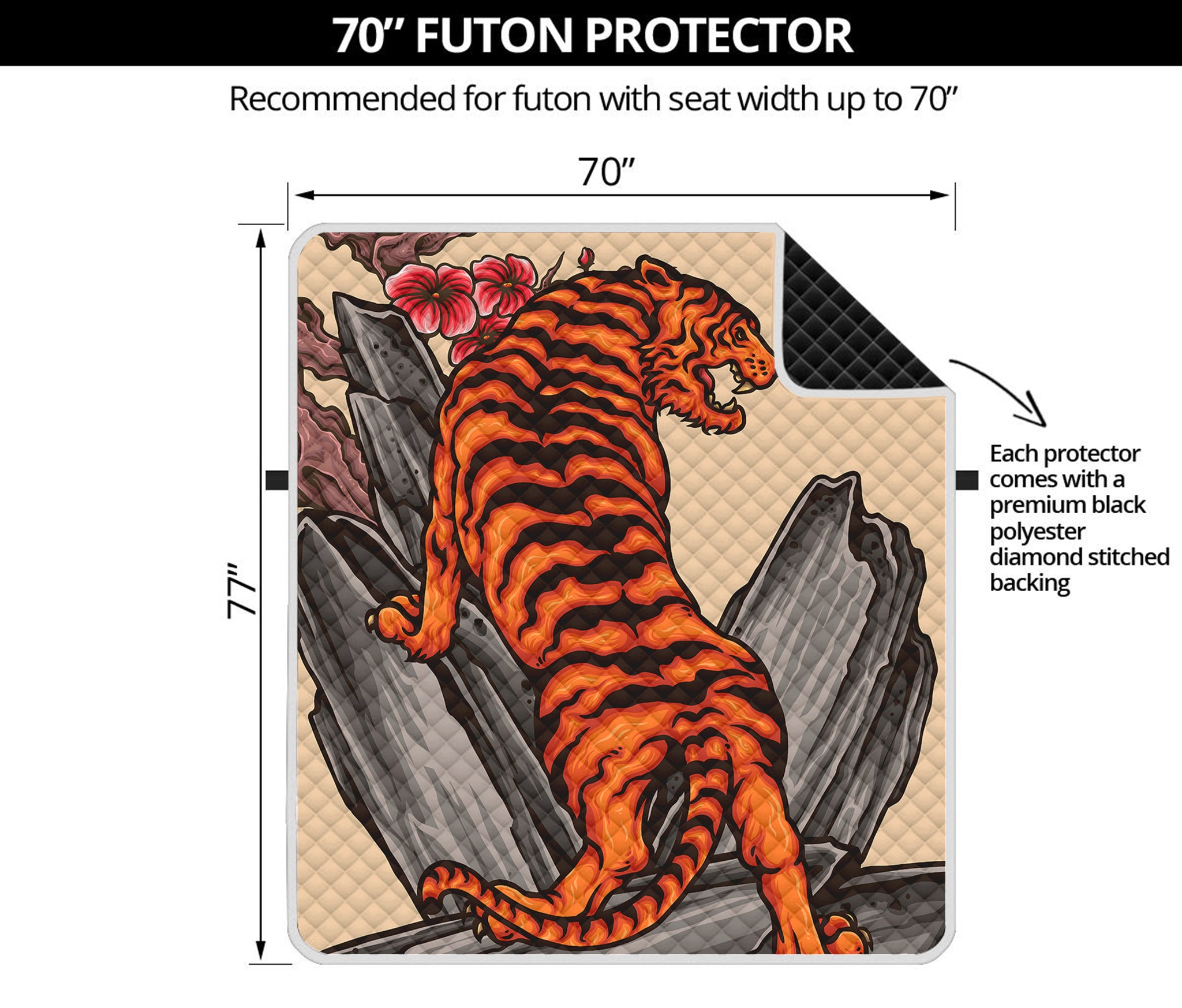 Japanese Tiger Tattoo Print Futon Protector