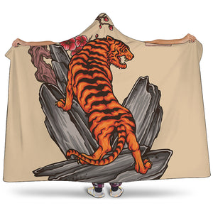 Japanese Tiger Tattoo Print Hooded Blanket