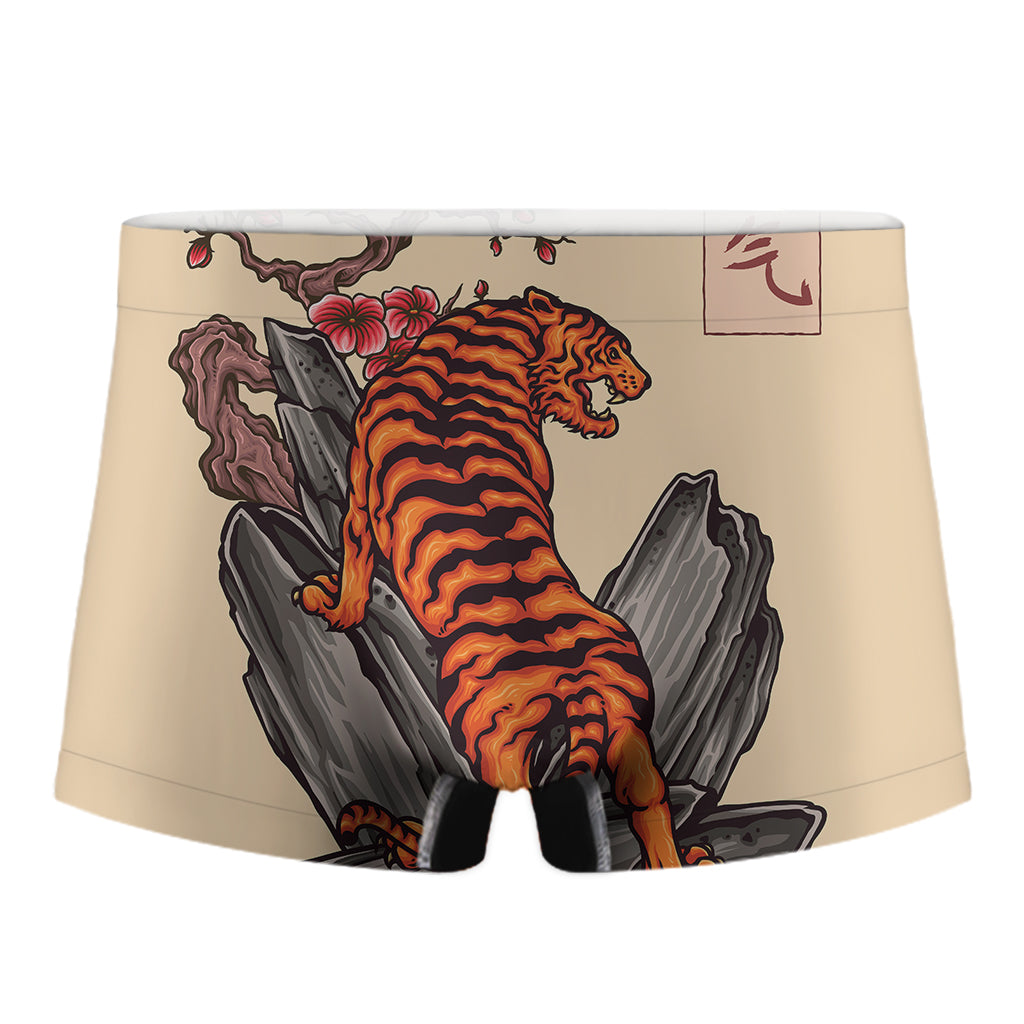 Japanese Tiger Tattoo Print Men's Boxer Briefs