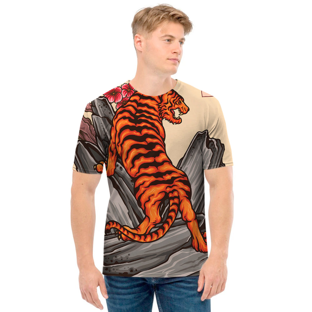 Japanese Tiger Tattoo Print Men's T-Shirt