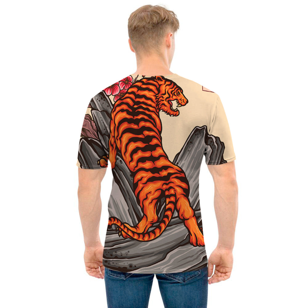 Japanese Tiger Tattoo Print Men's T-Shirt