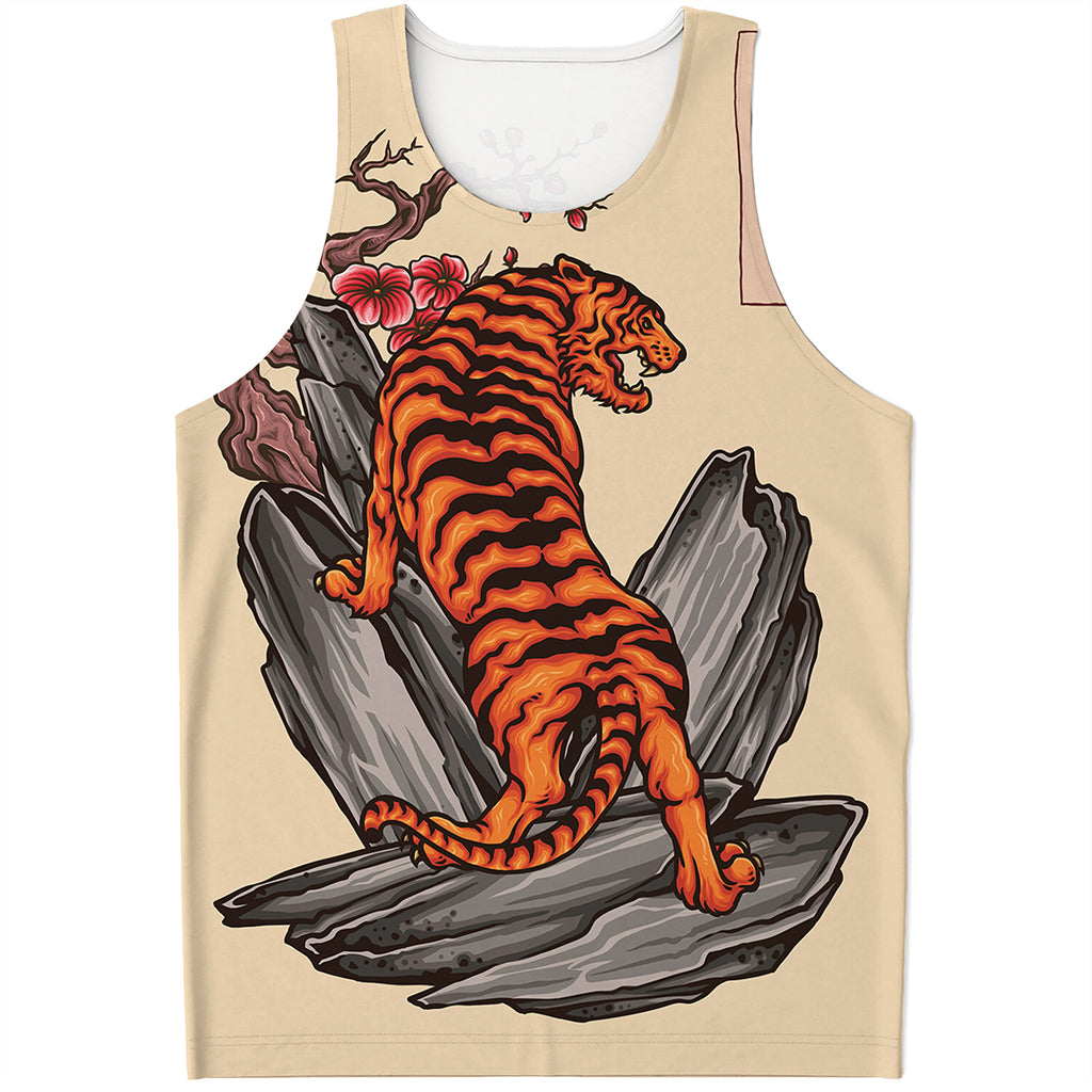 Japanese Tiger Tattoo Print Men's Tank Top