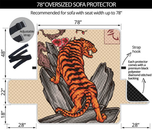 Japanese Tiger Tattoo Print Oversized Sofa Protector