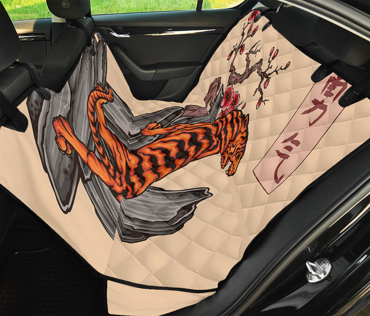 Japanese Tiger Tattoo Print Pet Car Back Seat Cover