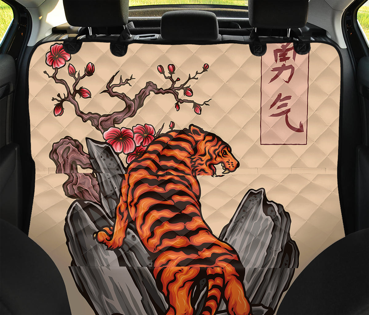 Japanese Tiger Tattoo Print Pet Car Back Seat Cover