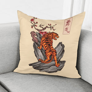 Japanese Tiger Tattoo Print Pillow Cover