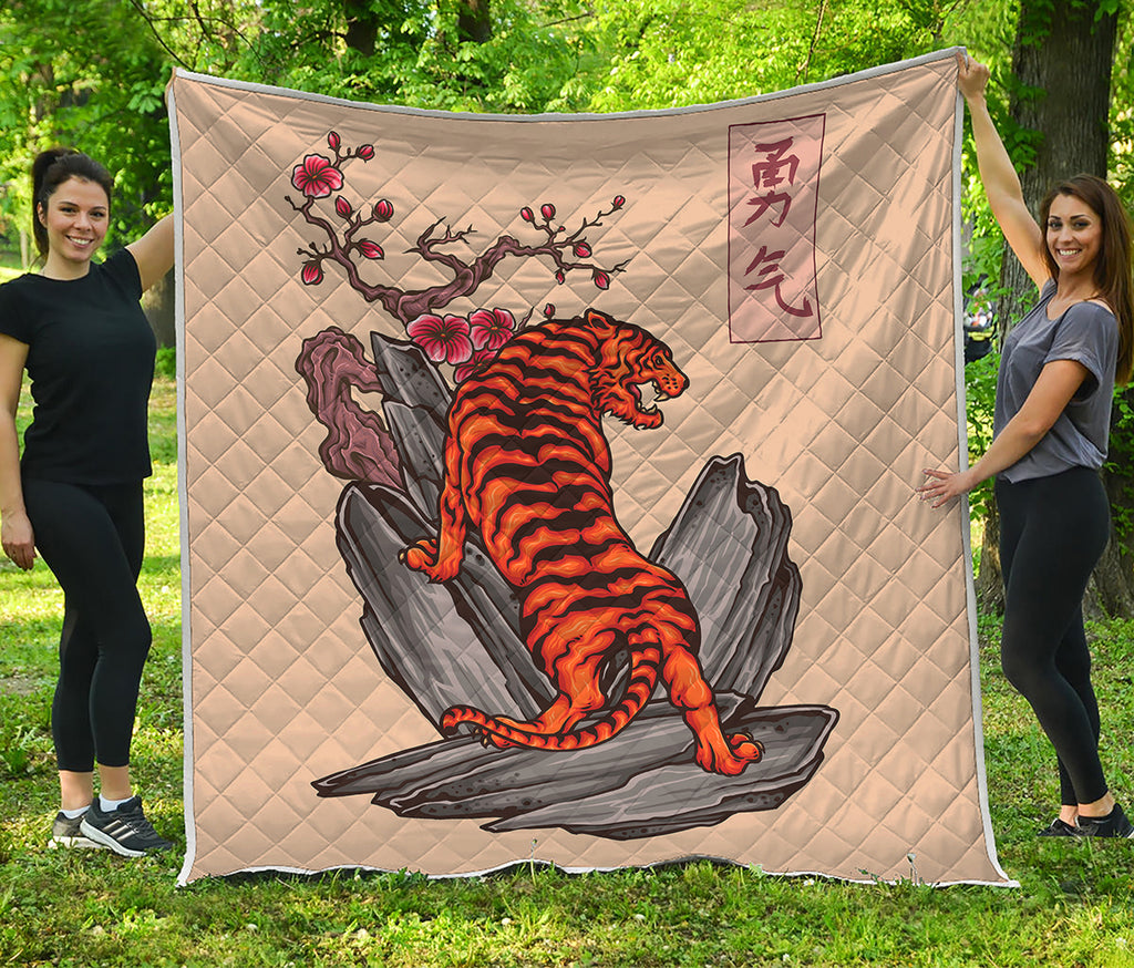 Japanese Tiger Tattoo Print Quilt