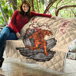 Japanese Tiger Tattoo Print Quilt