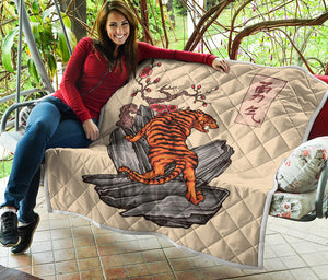 Japanese Tiger Tattoo Print Quilt