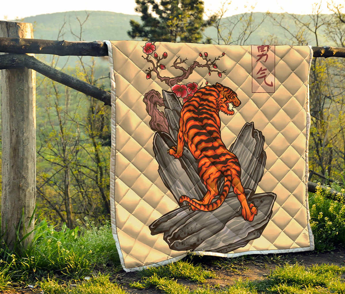 Japanese Tiger Tattoo Print Quilt