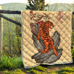 Japanese Tiger Tattoo Print Quilt