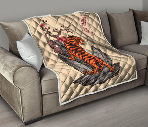 Japanese Tiger Tattoo Print Quilt