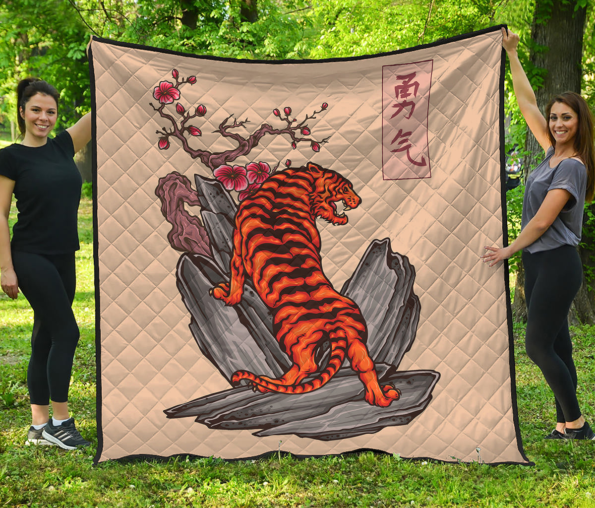 Japanese Tiger Tattoo Print Quilt