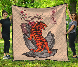 Japanese Tiger Tattoo Print Quilt