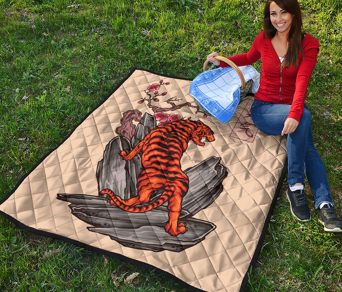 Japanese Tiger Tattoo Print Quilt