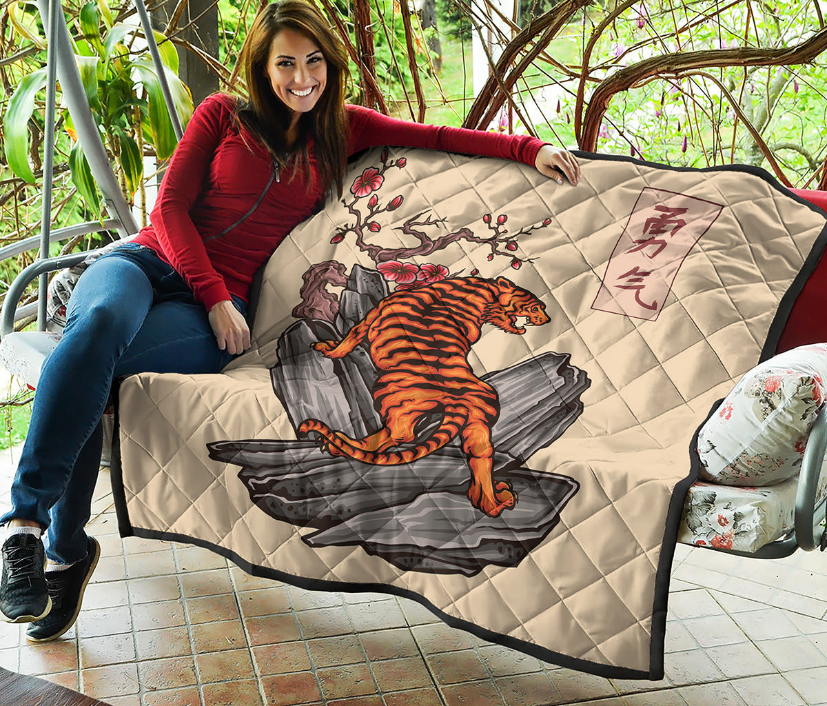 Japanese Tiger Tattoo Print Quilt