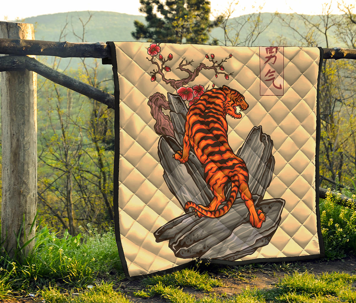 Japanese Tiger Tattoo Print Quilt