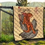 Japanese Tiger Tattoo Print Quilt