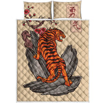 Japanese Tiger Tattoo Print Quilt Bed Set