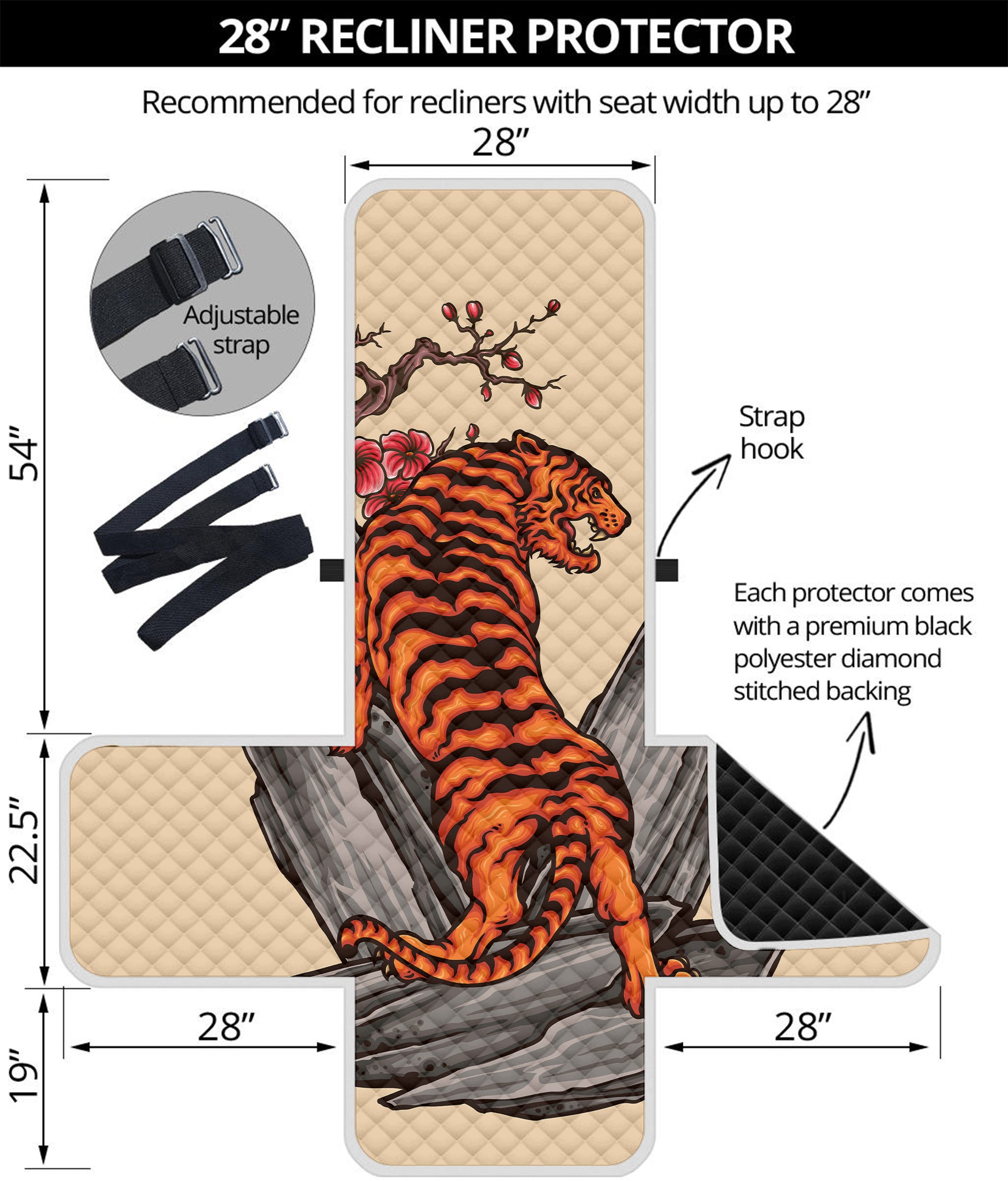 Japanese Tiger Tattoo Print Recliner Protector