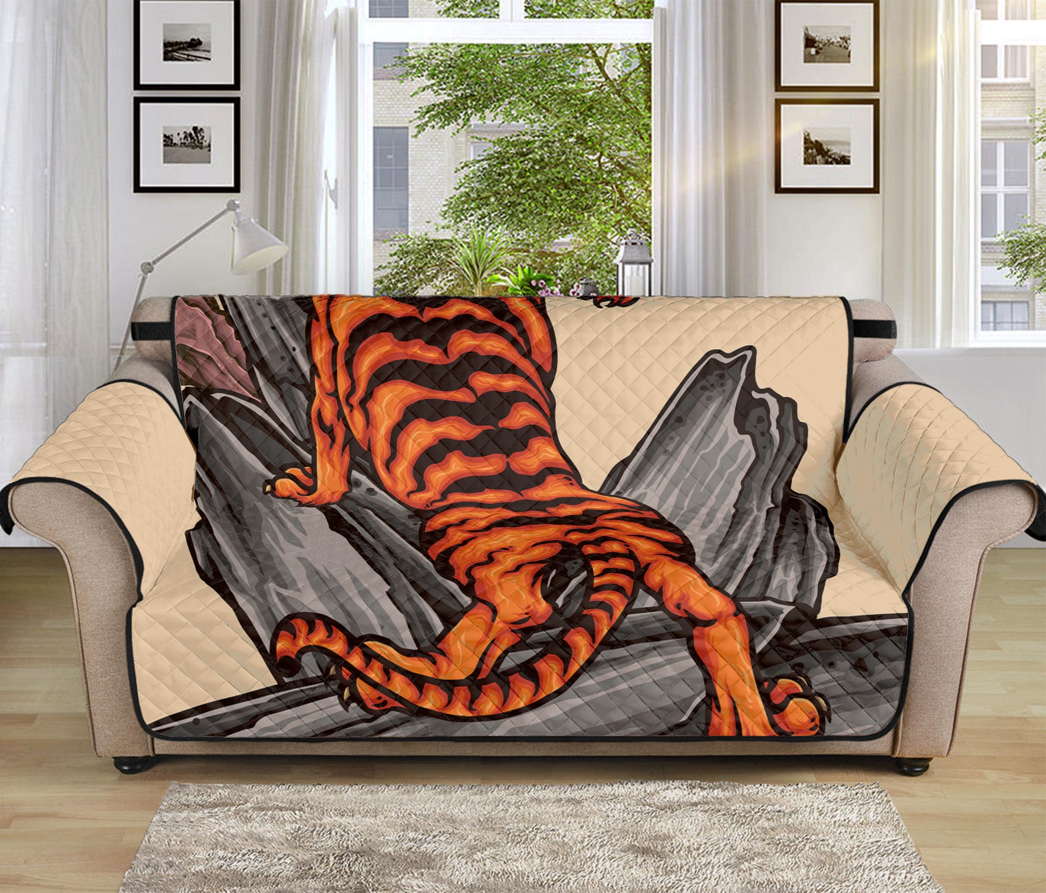 Japanese Tiger Tattoo Print Sofa Protector