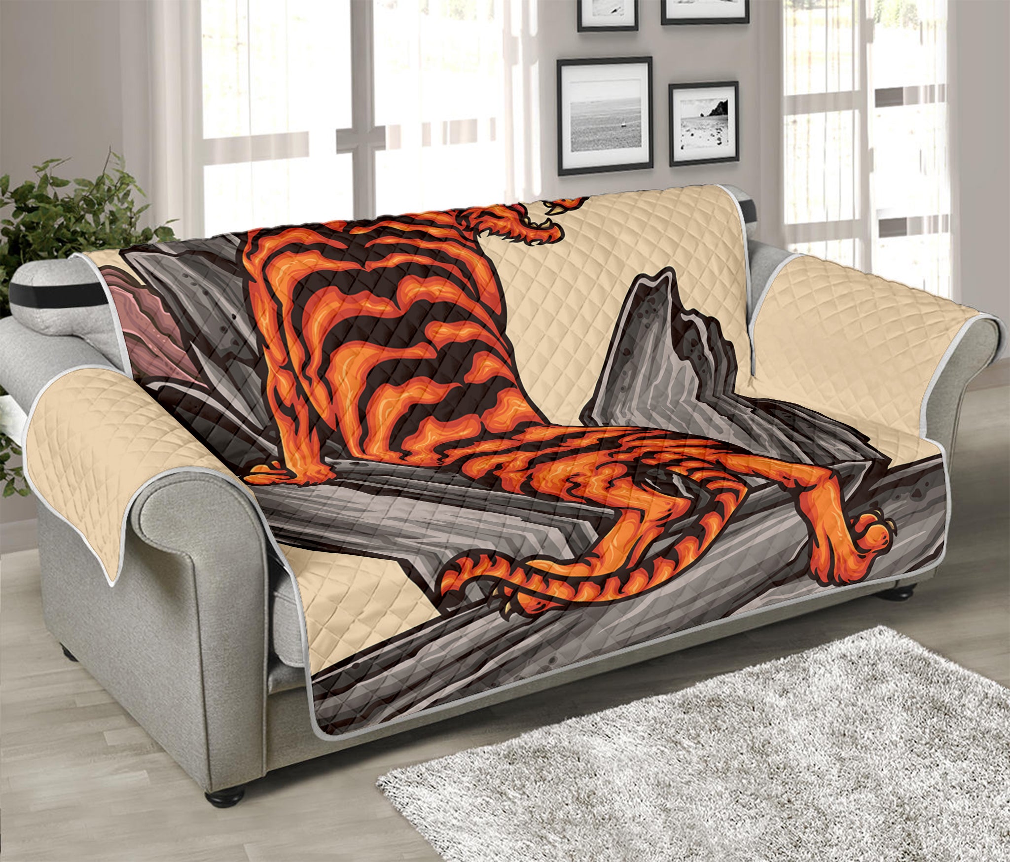 Japanese Tiger Tattoo Print Sofa Protector