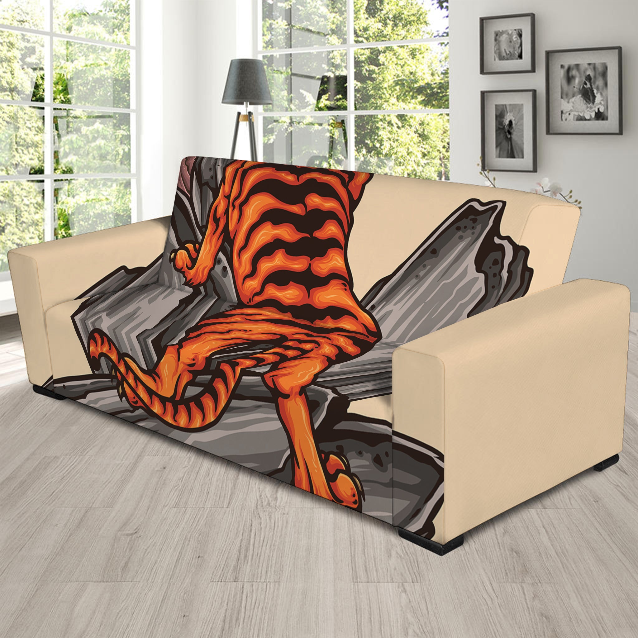 Japanese Tiger Tattoo Print Sofa Slipcover