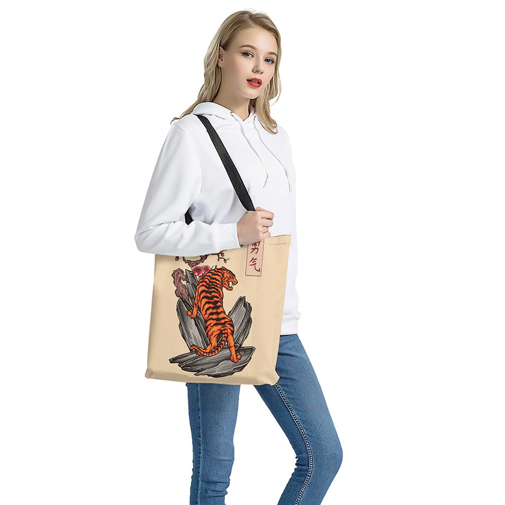 Japanese Tiger Tattoo Print Tote Bag