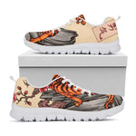 Japanese Tiger Tattoo Print White Sneakers