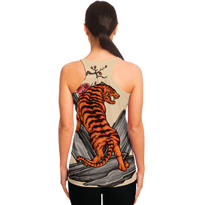 Japanese Tiger Tattoo Print Women's Racerback Tank Top