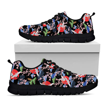 Japanese Traditional Pattern Print Black Sneakers