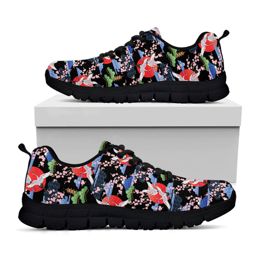 Japanese Traditional Pattern Print Black Sneakers