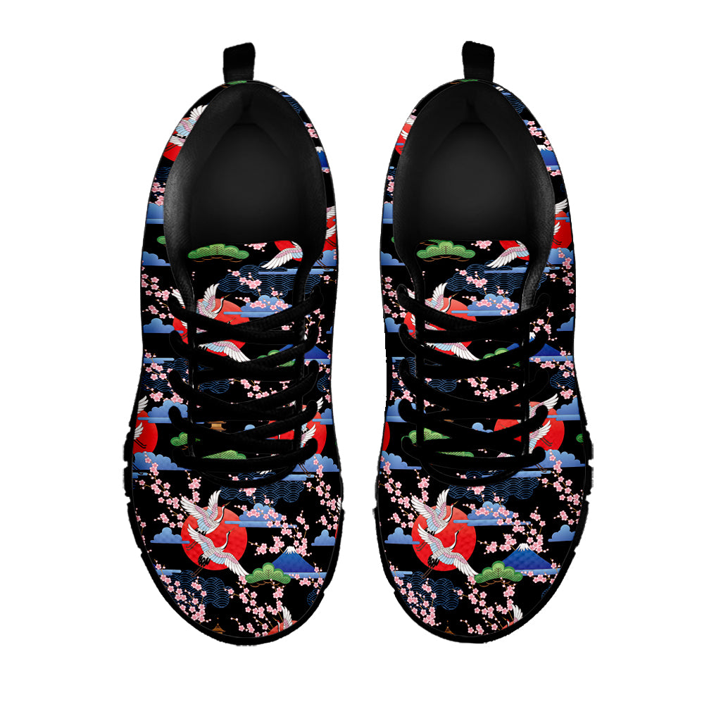 Japanese Traditional Pattern Print Black Sneakers