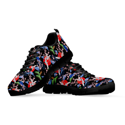 Japanese Traditional Pattern Print Black Sneakers