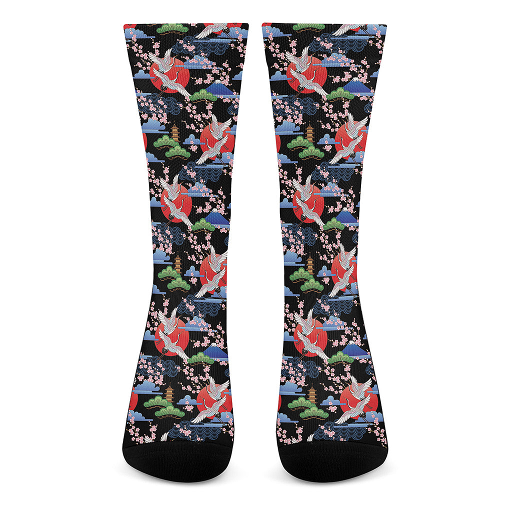 Japanese Traditional Pattern Print Crew Socks