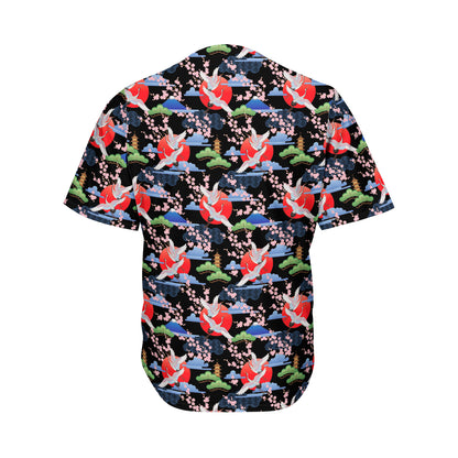 Japanese Traditional Pattern Print Men's Baseball Jersey