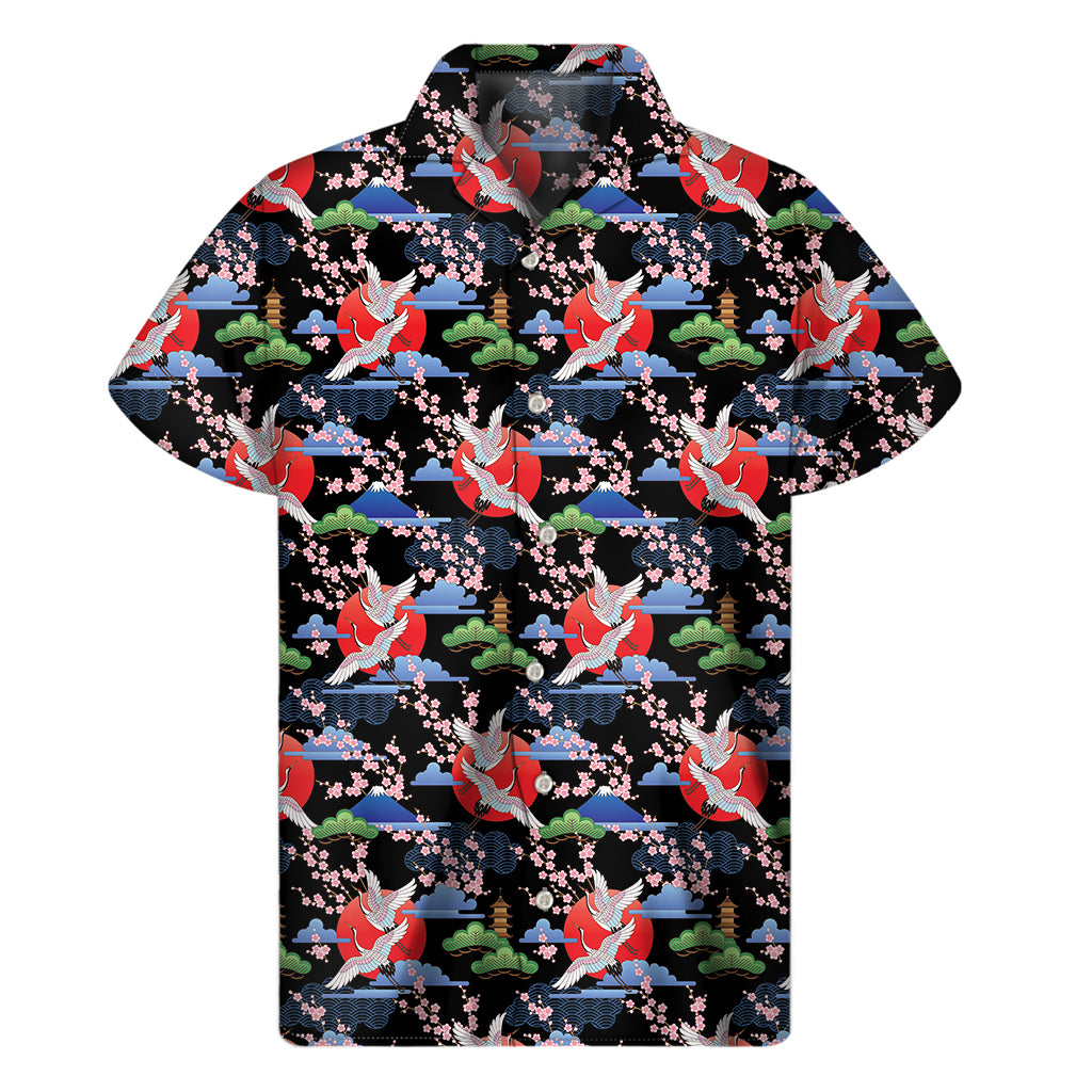 Japanese Traditional Pattern Print Men's Short Sleeve Shirt