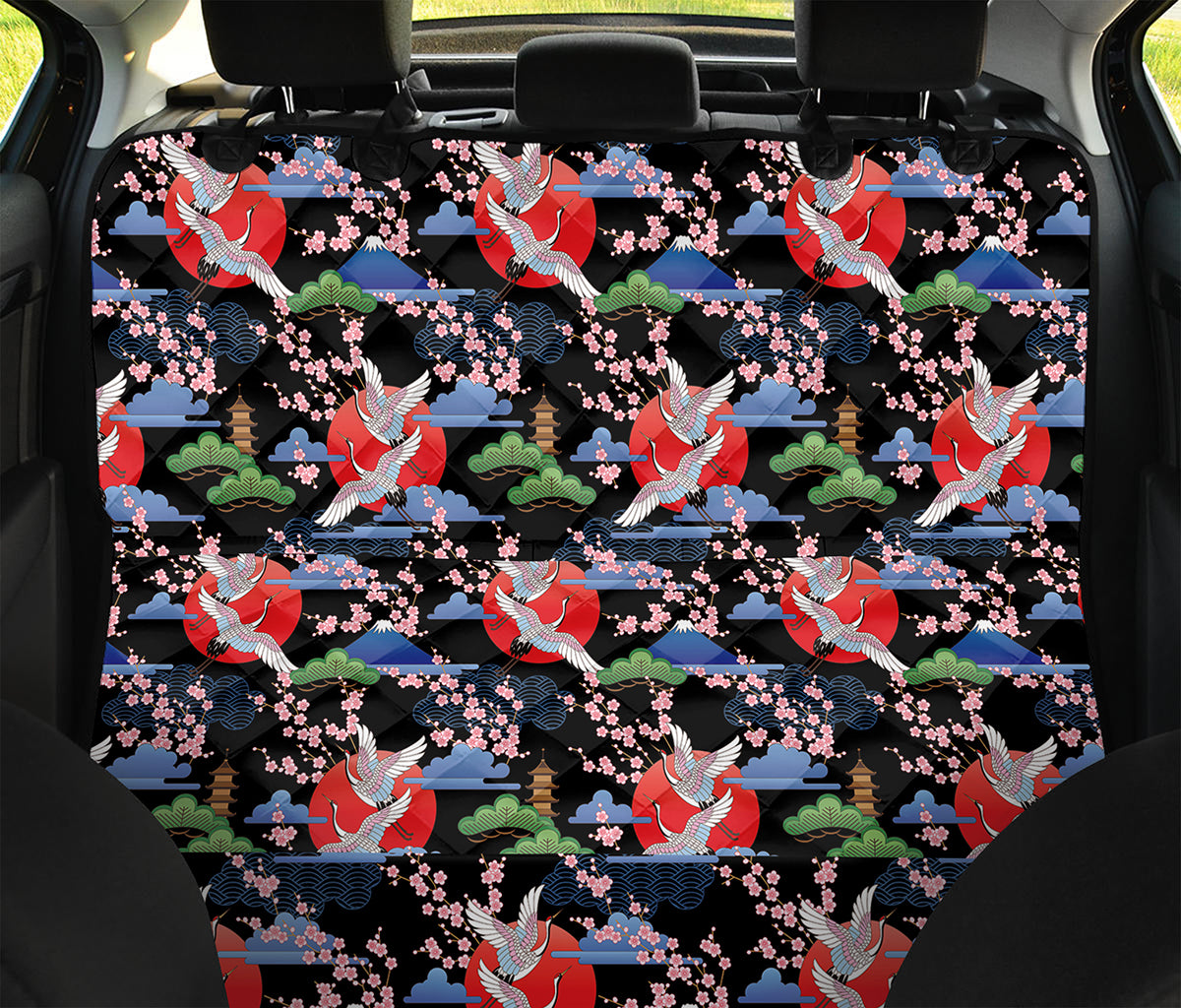 Japanese Traditional Pattern Print Pet Car Back Seat Cover