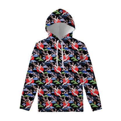 Japanese Traditional Pattern Print Pullover Hoodie