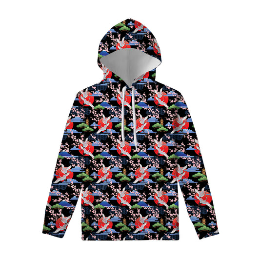 Japanese Traditional Pattern Print Pullover Hoodie