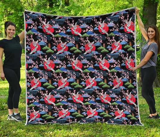 Japanese Traditional Pattern Print Quilt