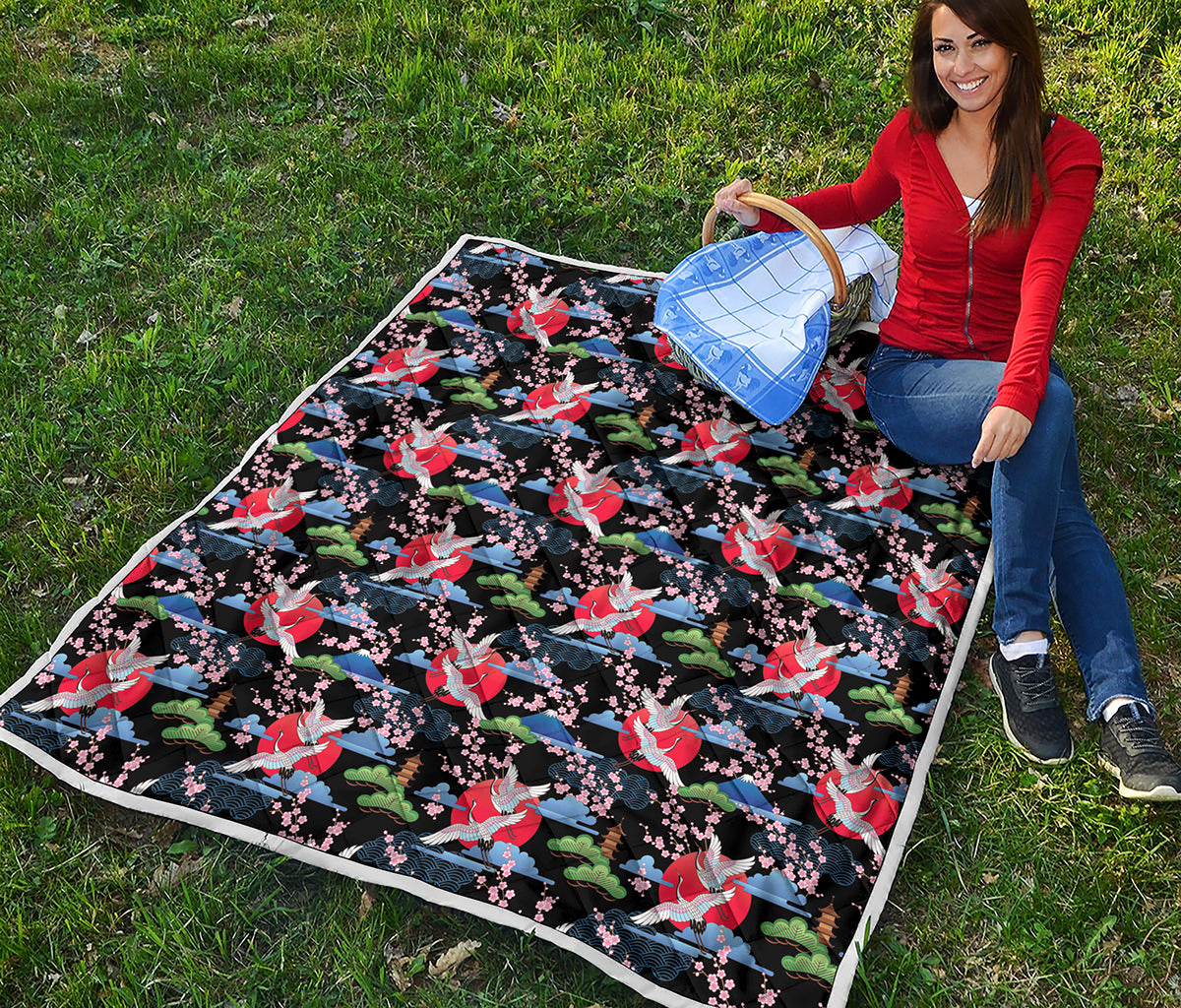 Japanese Traditional Pattern Print Quilt