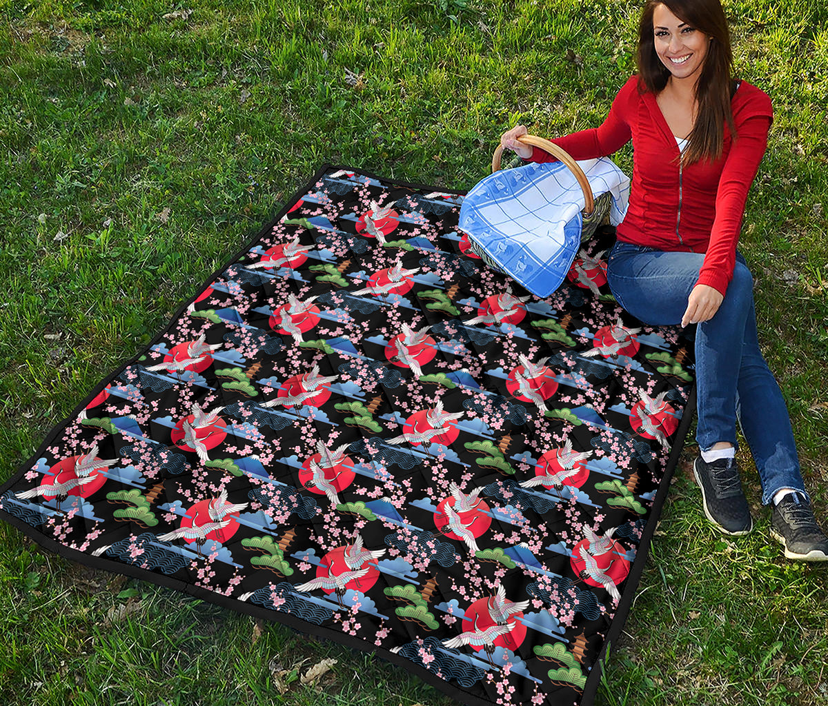 Japanese Traditional Pattern Print Quilt